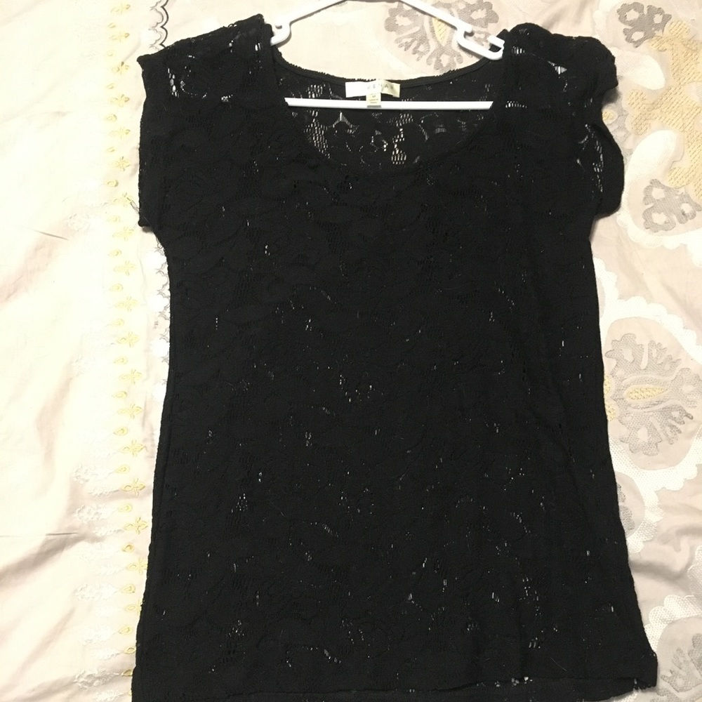 KENAR brand, Black Lacey short sleeved top